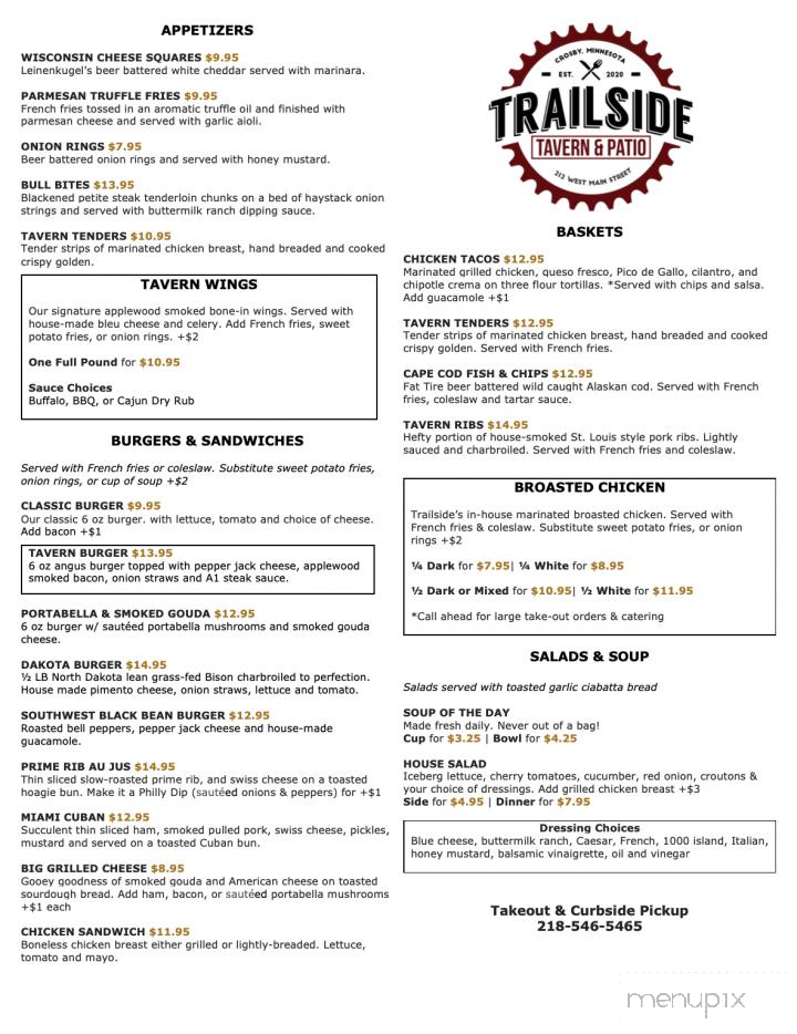 Trailside Tavern - Crosby, MN menu_pic