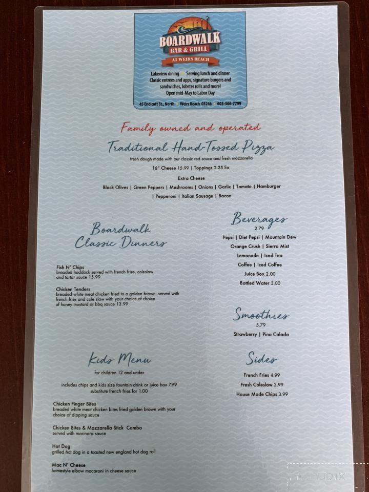 Boardwalk Bar & Grill - Laconia, NH menu_pic