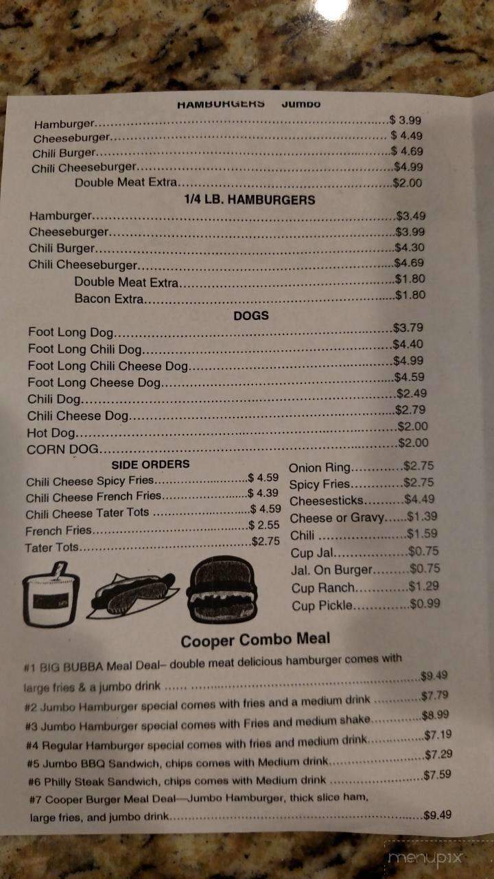 Cooper's Drive-In - Lubbock, TX menu_pic