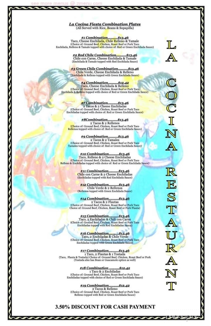 La Cocina Restaurant - Silver City, NM menu_pic