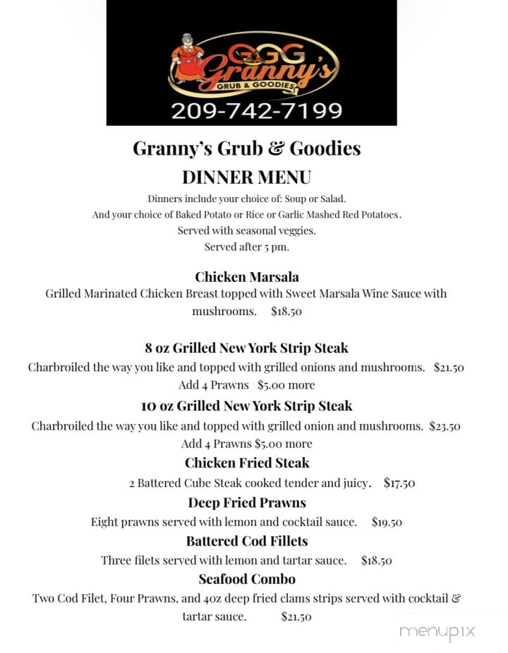 Granny's Grub & Goodies - Mariposa, CA menu_pic