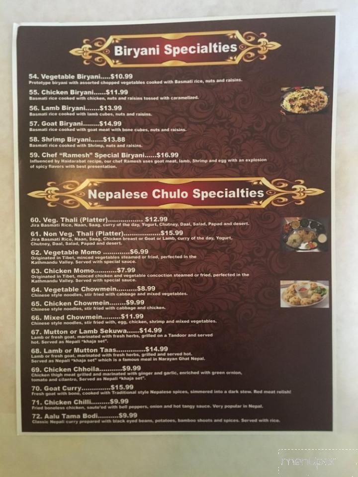 Napali Chulo And Indian Cuisine - Fort Worth, TX menu_pic