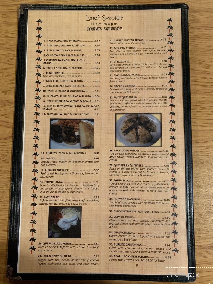 Acapulco Mexican Grille - Tallassee, AL menu_pic