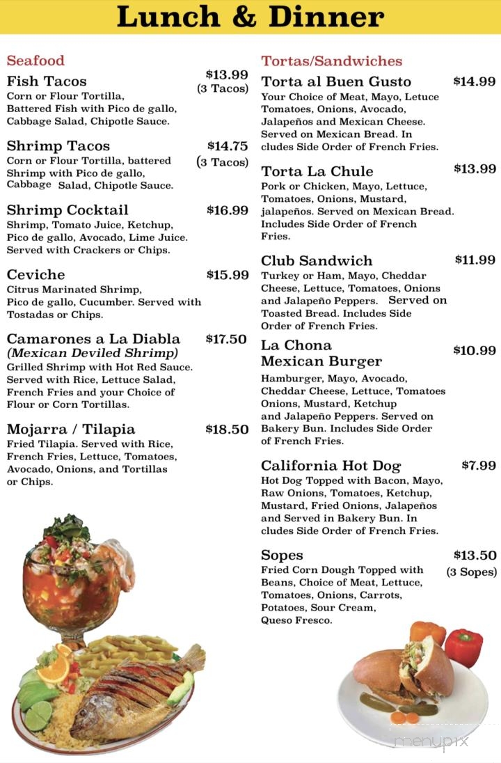 Tacos La Chule Restaurant & Bar - Rockford, MN menu_pic