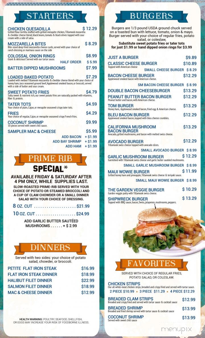 Masthead Castaways - Longview, WA menu_pic