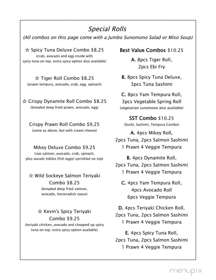 Sushi Plus Restaurant - Victoria, BC menu_pic