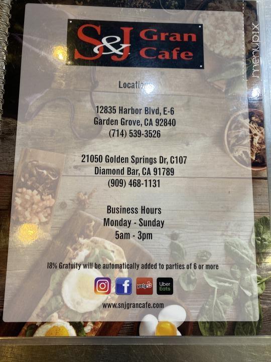 S & J Gran Cafe - Diamond Bar, CA menu_pic