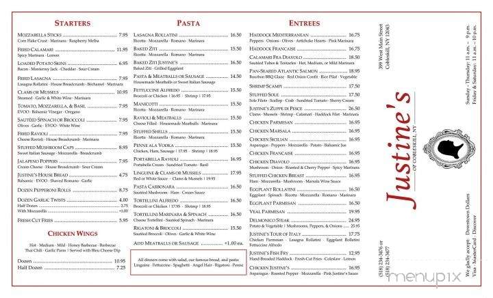 Justine's - Cobleskill, NY menu_pic
