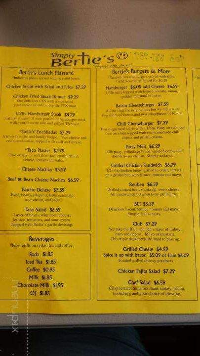 Simply Bertie,s - Lindale, TX menu_pic
