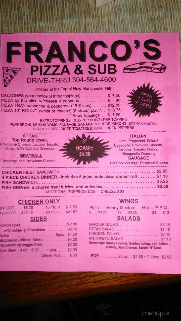 Franco's Pizza & Subs - New Manchester, WV