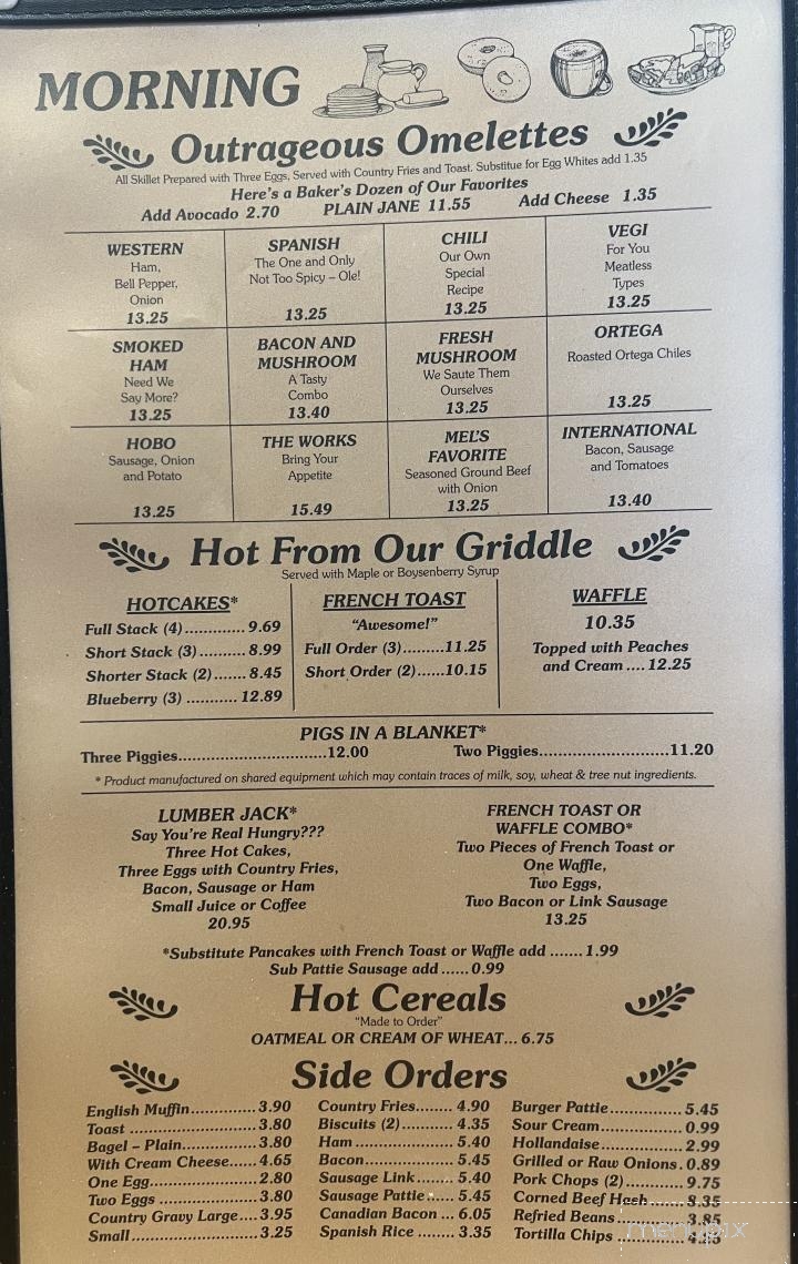 Mel's Diner - Fountain Valley, CA menu_pic