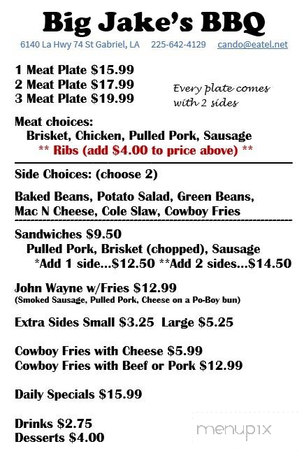 Big Jakes BBQ - Saint Gabriel, LA menu_pic