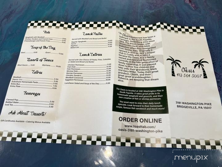 Oasis Restaurant - Bridgeville, PA menu_pic