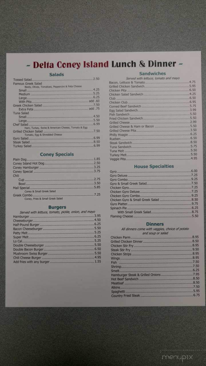 Delta Coney Island - Monroe, MI menu_pic