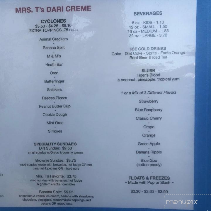 Mrs T's Dairi Creme - Louisville, NE menu_pic