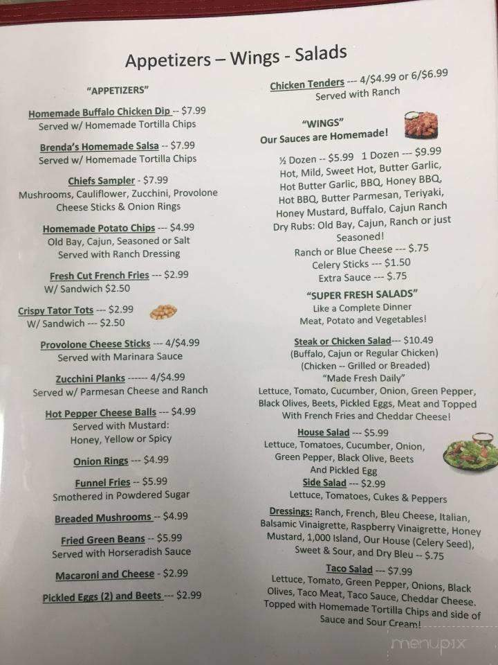 Menu of Indian Head Snack Bar in Normalville, PA 15469