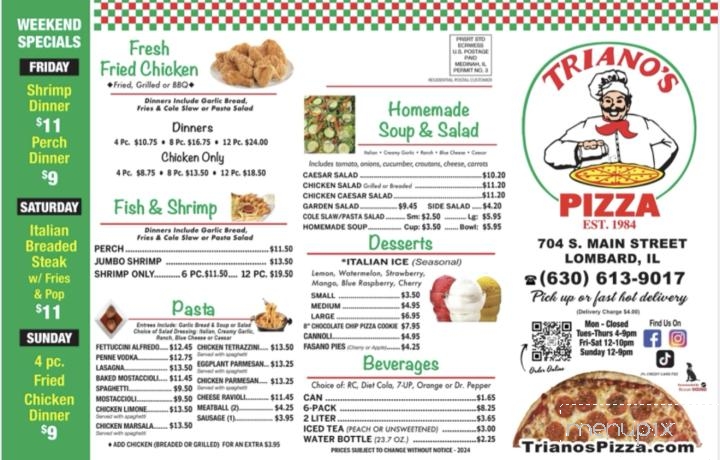 Triano's Pizza - Lombard, IL menu_pic