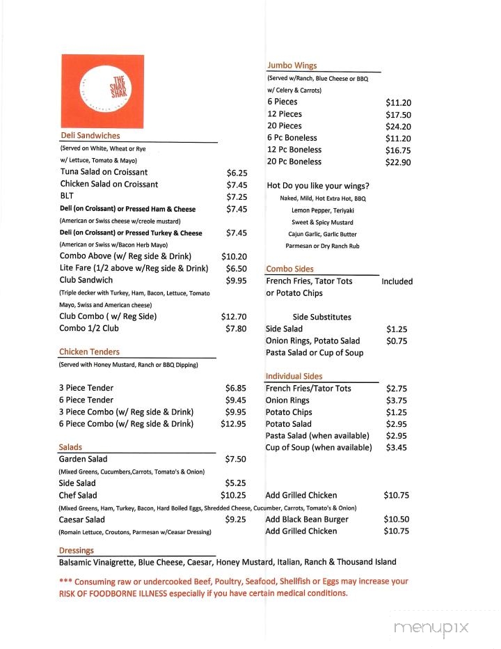 The Snak Shak - Bryson City, NC menu_pic