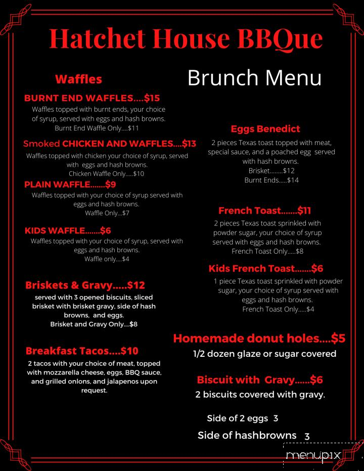 Hatchet House Bbque - Graham, TX menu_pic