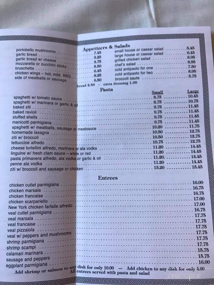 Paul's Of New York Restaurant - Wilson, NC menu_pic