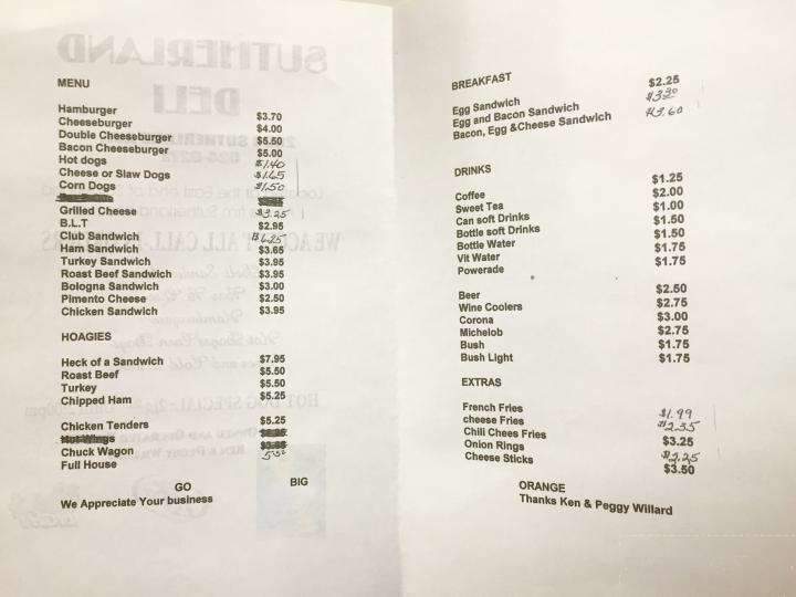 Sutherland Deli - Knoxville, TN menu_pic