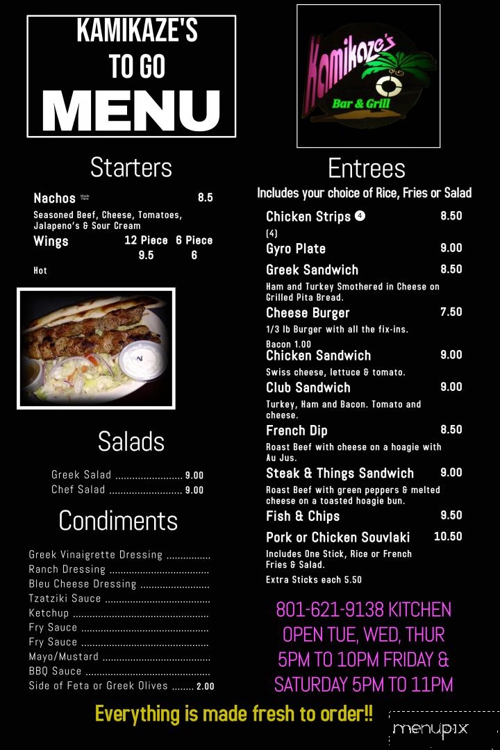 Kamikazes - Ogden, UT menu_pic