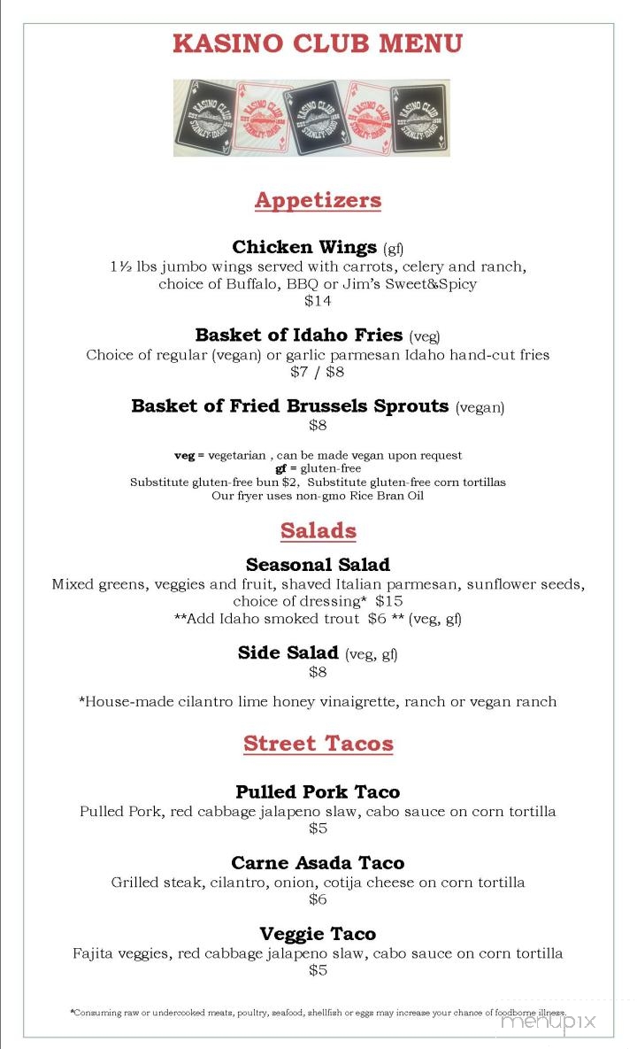 Kasino Club - Stanley, ID menu_pic