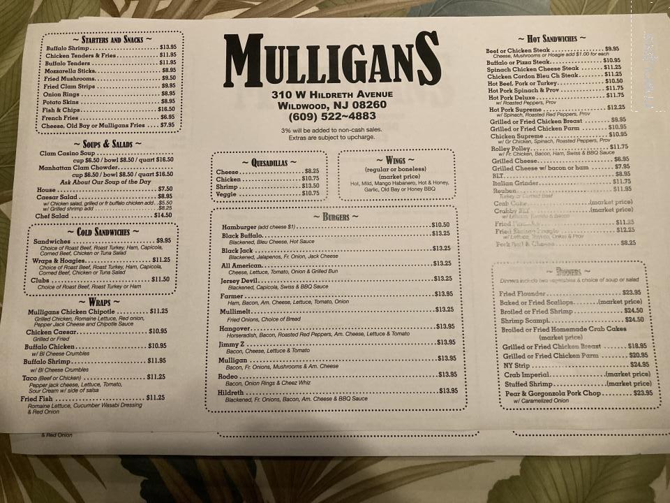 Mulligan's Sports Bar & Grill - Wildwood, NJ menu_pic