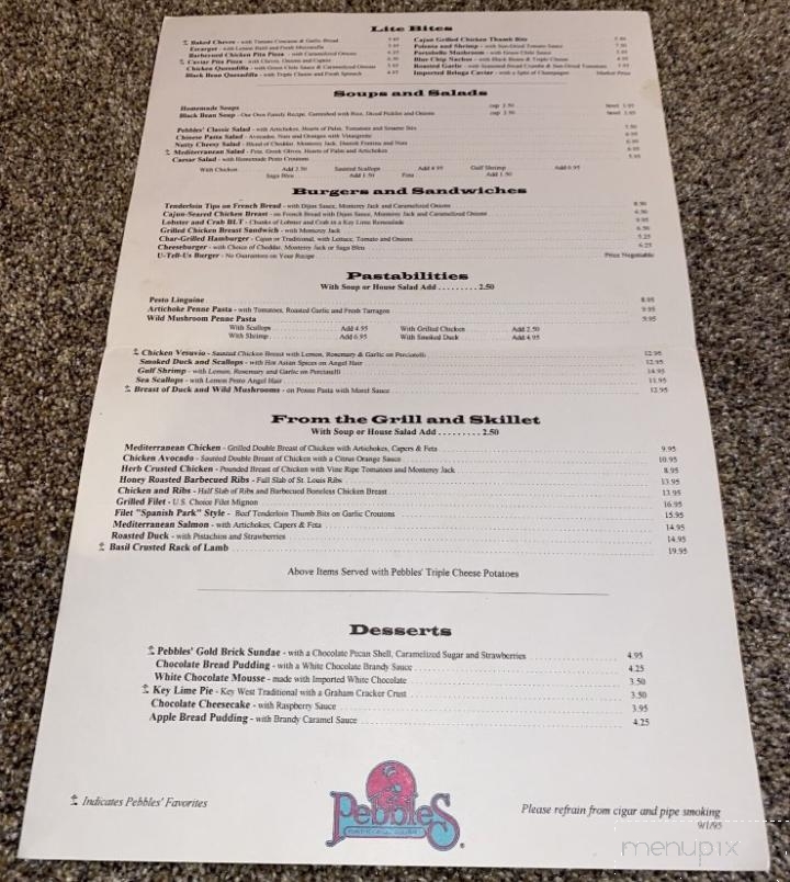 Pebbles Casual Dining Restaurant - Orlando, FL menu_pic