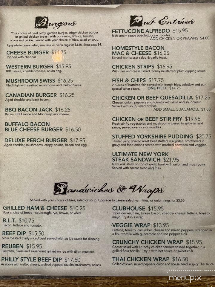 Peacock's Perch Neighbourhood Pub - Summerland, BC menu_pic