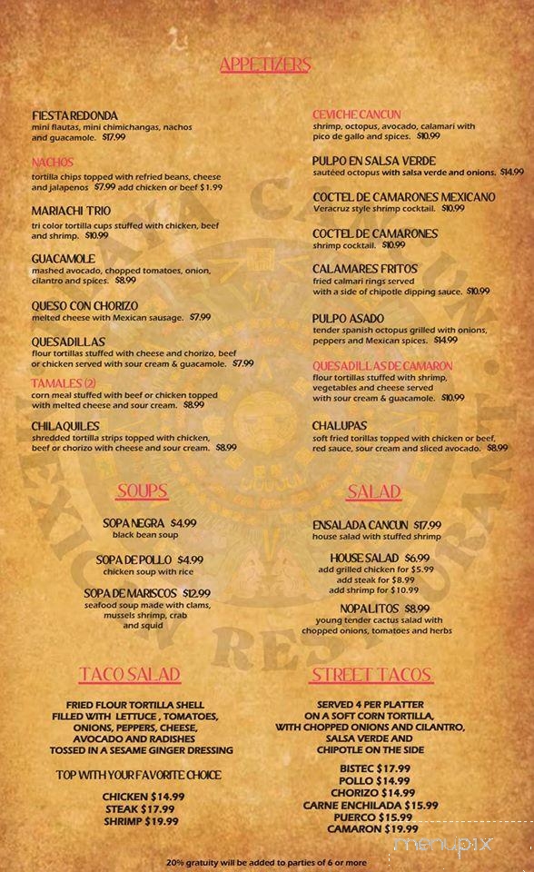 Playa Cancun - Stony Point, NY menu_pic