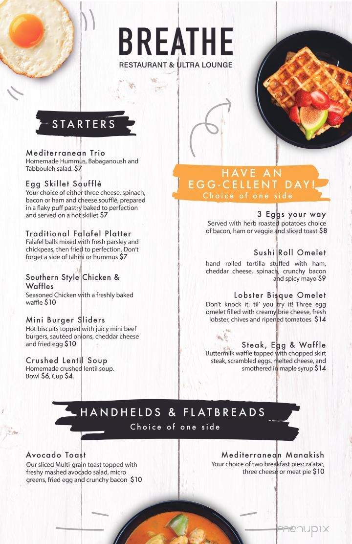 Breathe Restaurant and Ultra Hookah Lounge - Delray Beach, FL menu_pic
