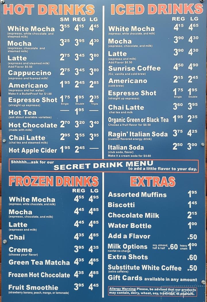 Cuppa Sunshine Coffee and Tea - Dickson, TN menu_pic