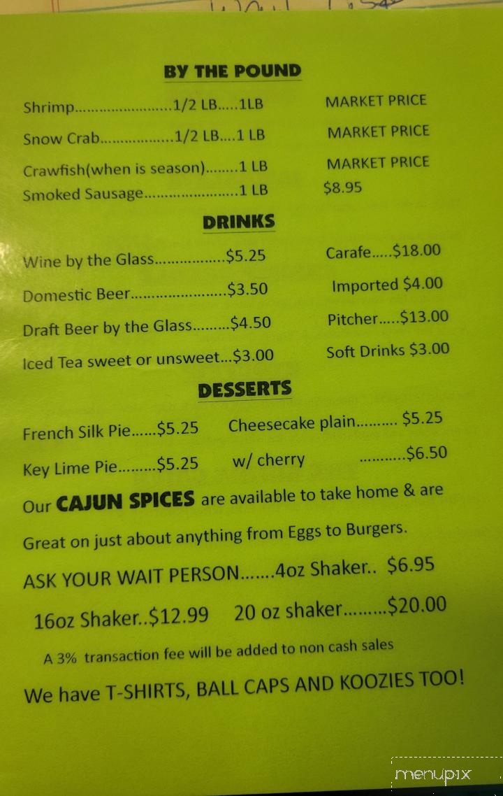 Crazy Cajun Seafood Restaurant - Port Aransas, TX menu_pic