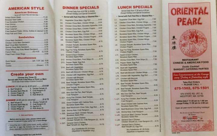 Oriental Pearl - Westport, MA menu_pic