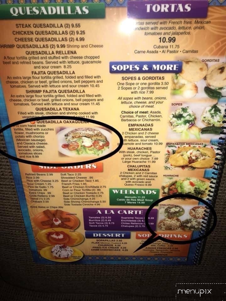 El Mariachi Mex Restaurant - Jacksonville, NC menu_pic