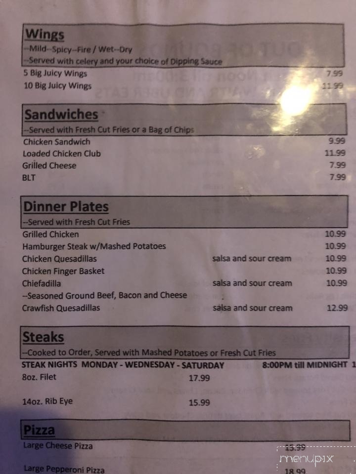 Out of Bounds Sports Bar & Grill - Metairie, LA menu_pic