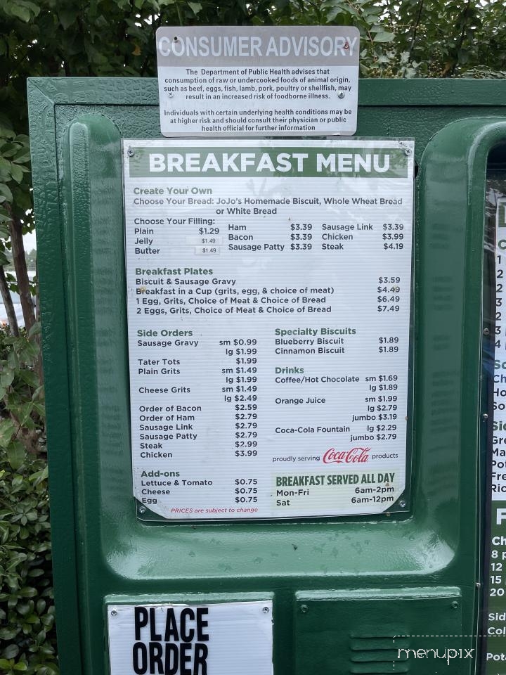Jojo's Family Restaurant - Tifton, GA menu_pic