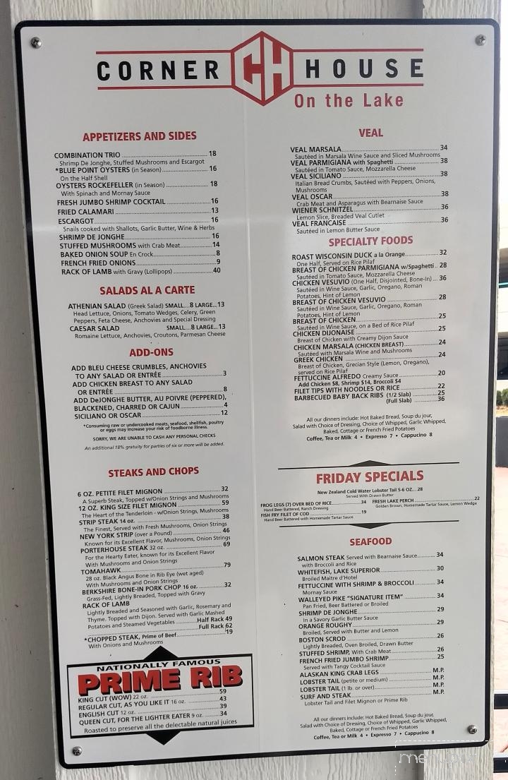 Corner House - Racine, WI menu_pic