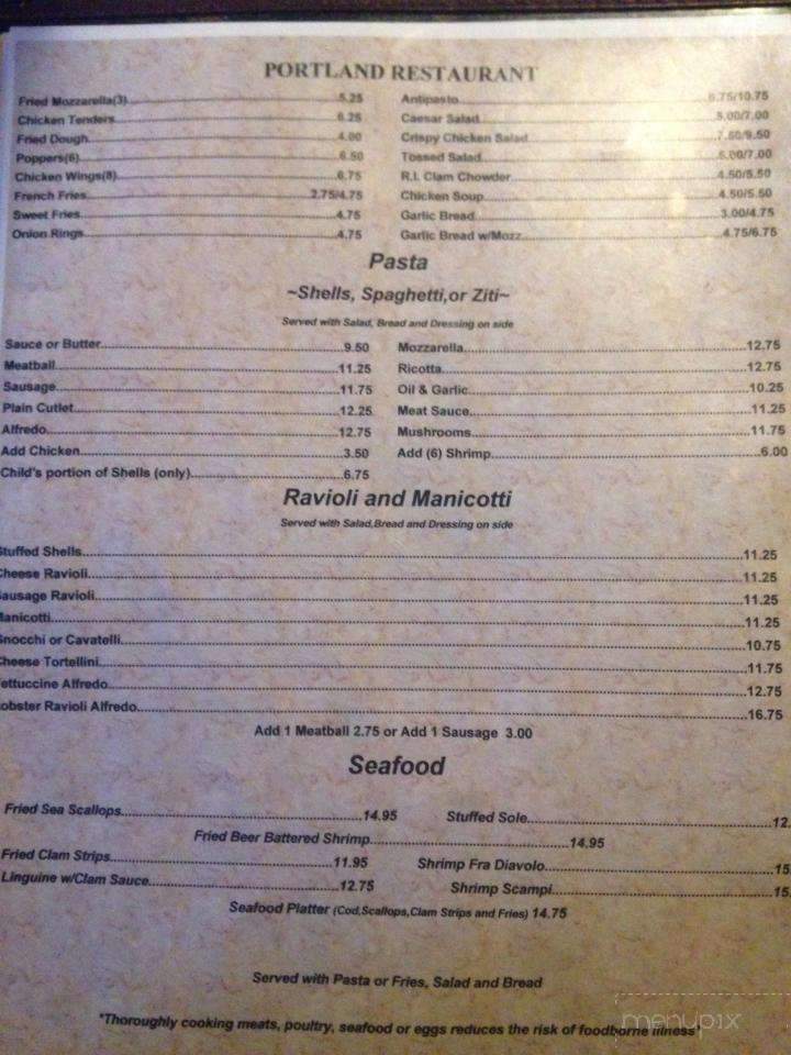 Portland Restaurant - Portland, CT menu_pic
