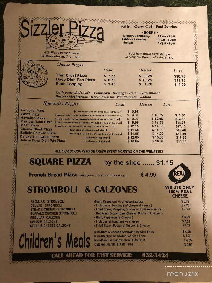 Sizzler Pizza - Williamsburg, PA