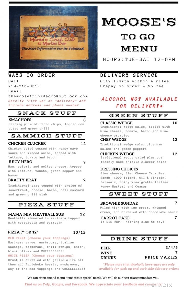 Moose's Social Club & Martini Bar - Trinidad, CO menu_pic