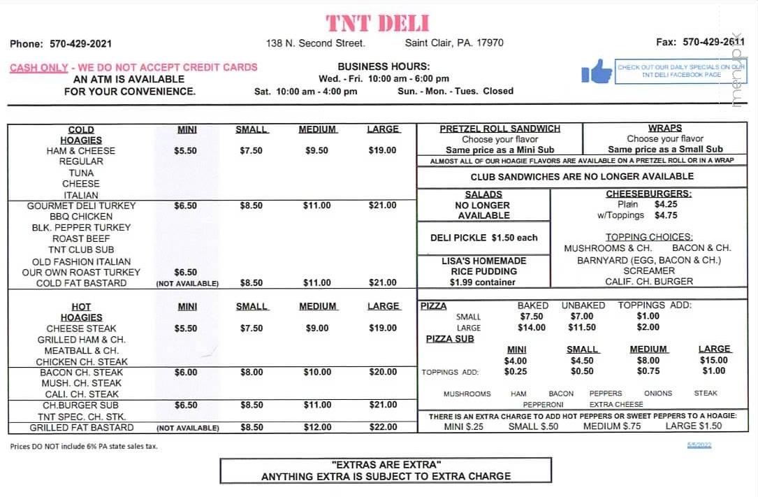 TNT Deli - Saint Clair, PA
