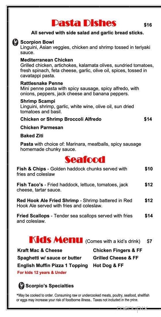 Scorpio's Pizzaria - Lancaster, NH menu_pic
