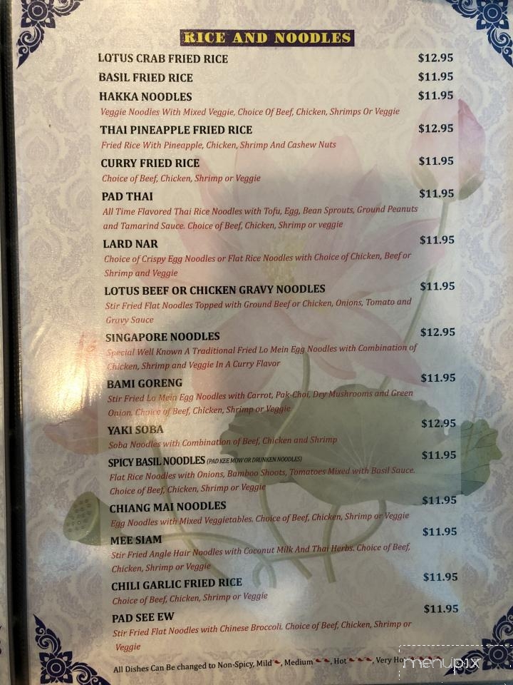 Thai Lotus Thai Cuisine - North Brunswick Township, NJ menu_pic