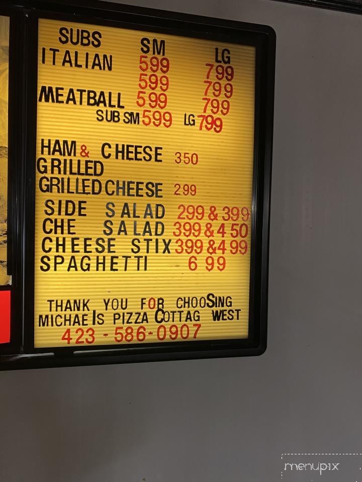 Michael's Pizza Cottage - Talbott, TN menu_pic