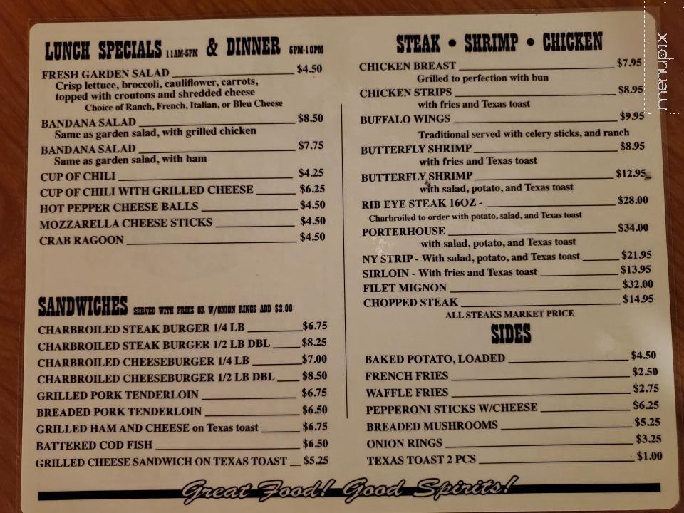 Bandana's Bar-B-Q - Bedford, IN menu_pic
