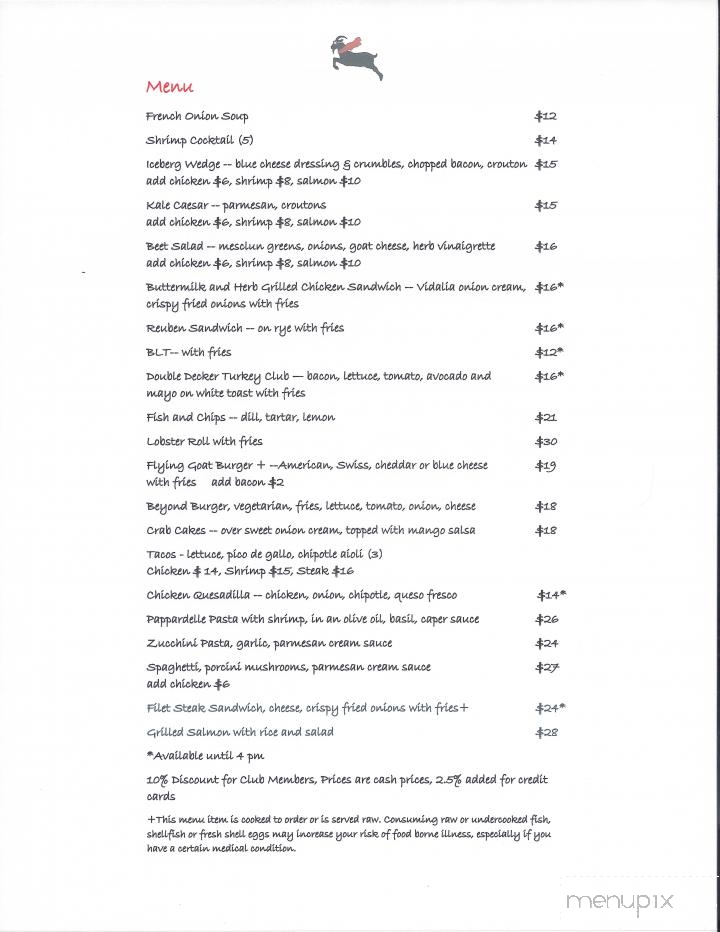 The Flying Goat - Shelter Island Heights, NY menu_pic