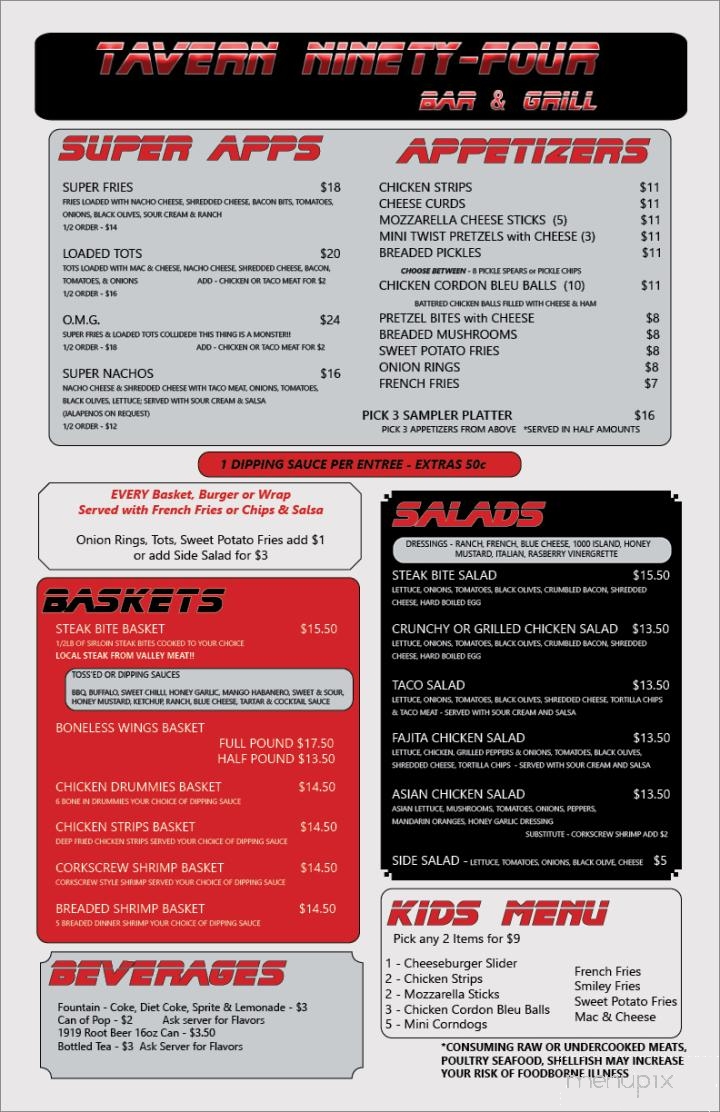 Tavern 94 - Valley City, ND menu_pic