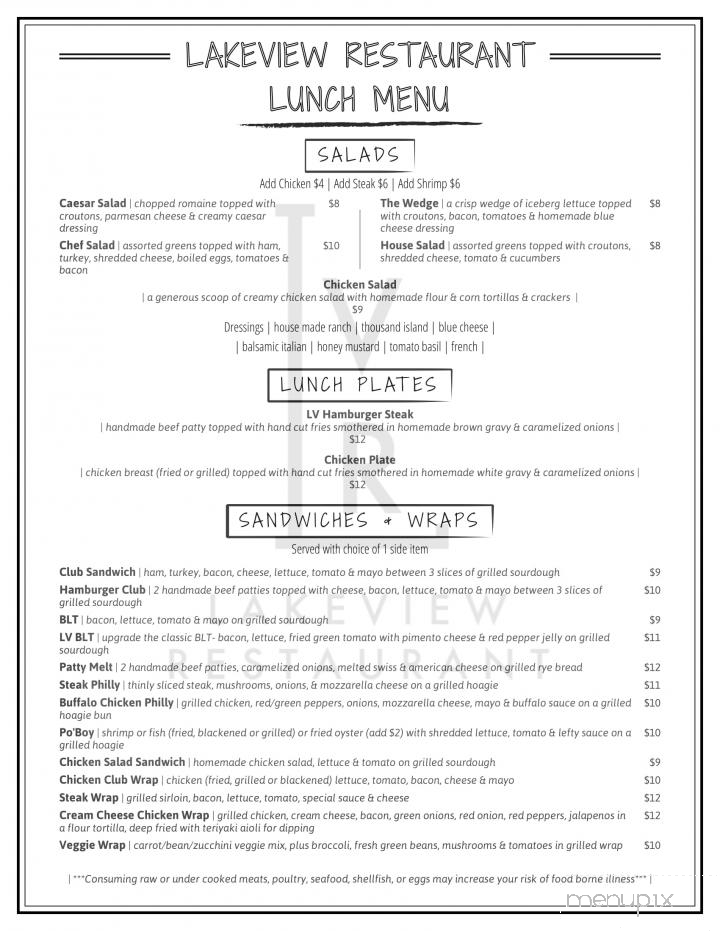Lake Restaurant - Waynesboro, GA menu_pic
